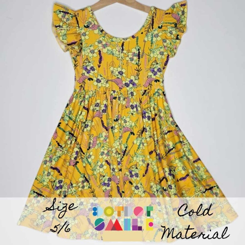 DotDotSmile Size 5/6 Empire Dress - NWT Yellow Bird Floral Print